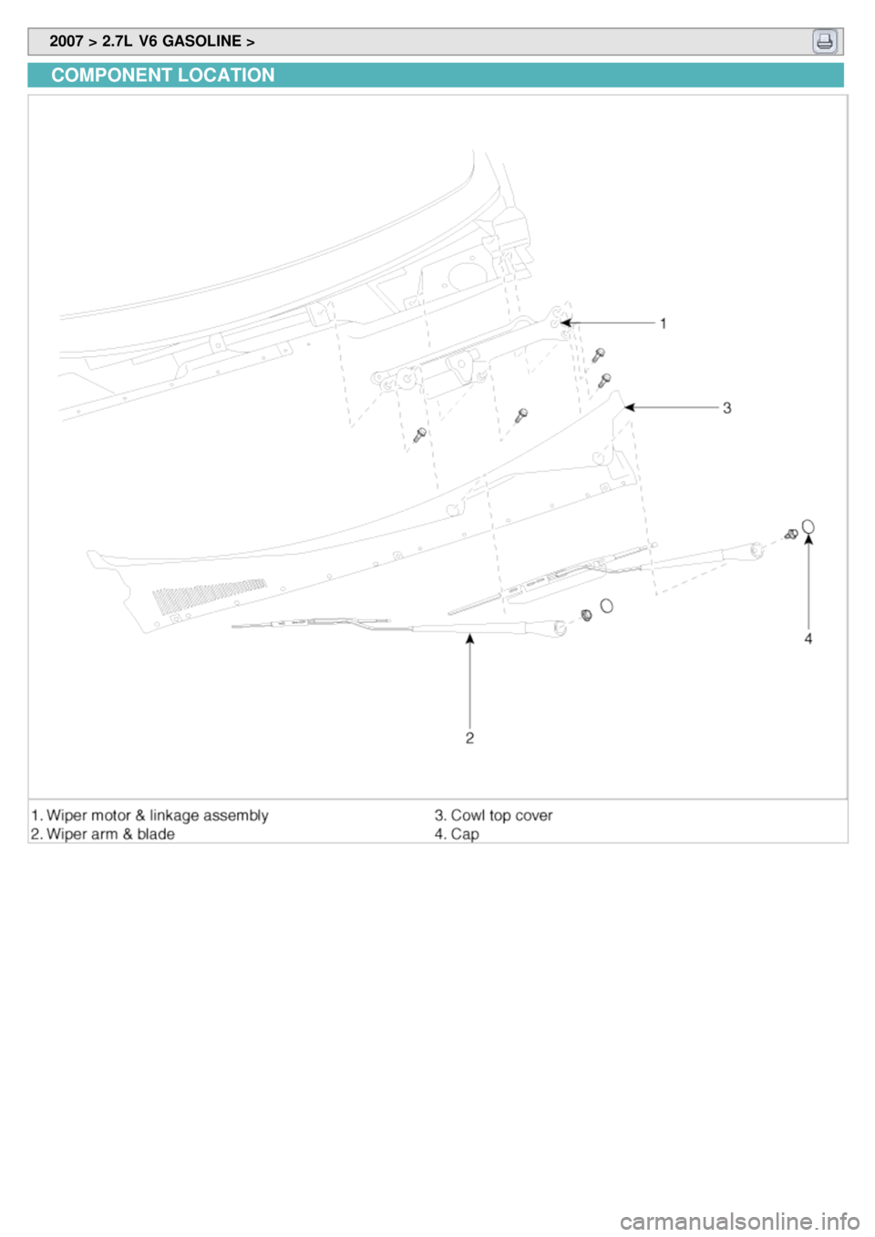 KIA CARNIVAL 2007  Workshop Manual  2007 > 2.7L  V6 GASOLINE > 
COMPONENT LOCATION 