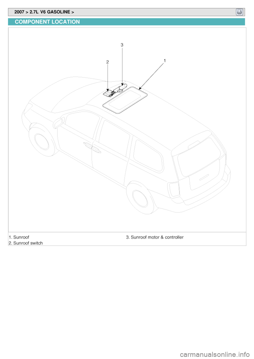 KIA CARNIVAL 2007  Workshop Manual  2007 > 2.7L  V6 GASOLINE > 
COMPONENT LOCATION 