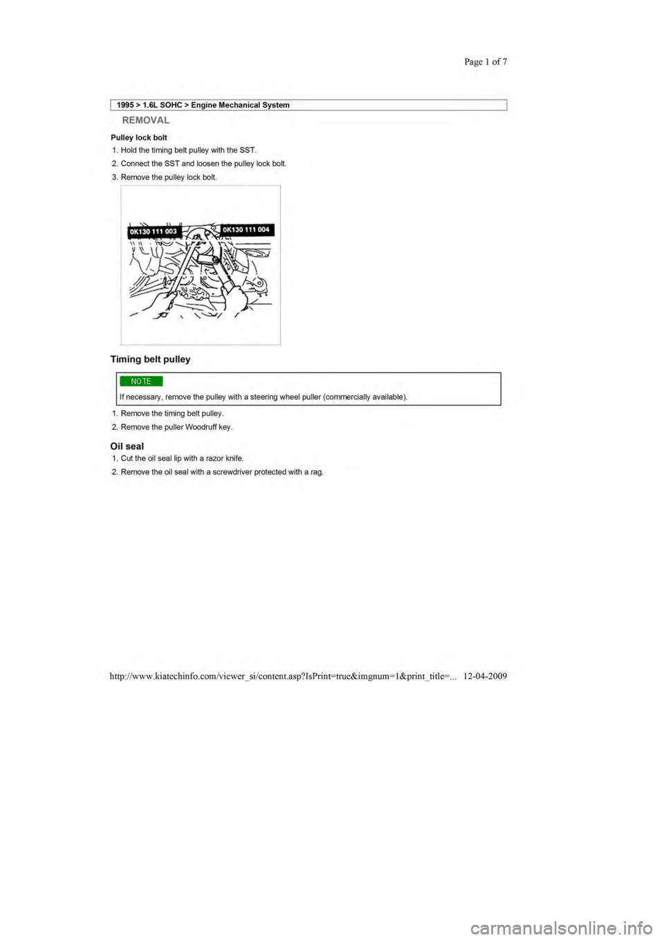 KIA SEPHIA 1996  Workshop Manual 