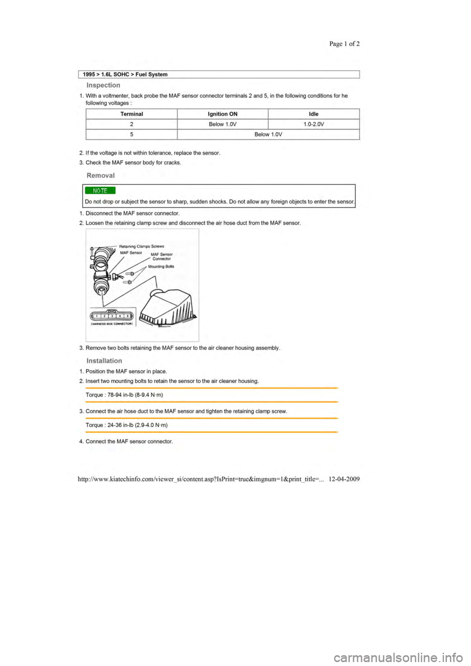 KIA SEPHIA 1996  Workshop Manual 