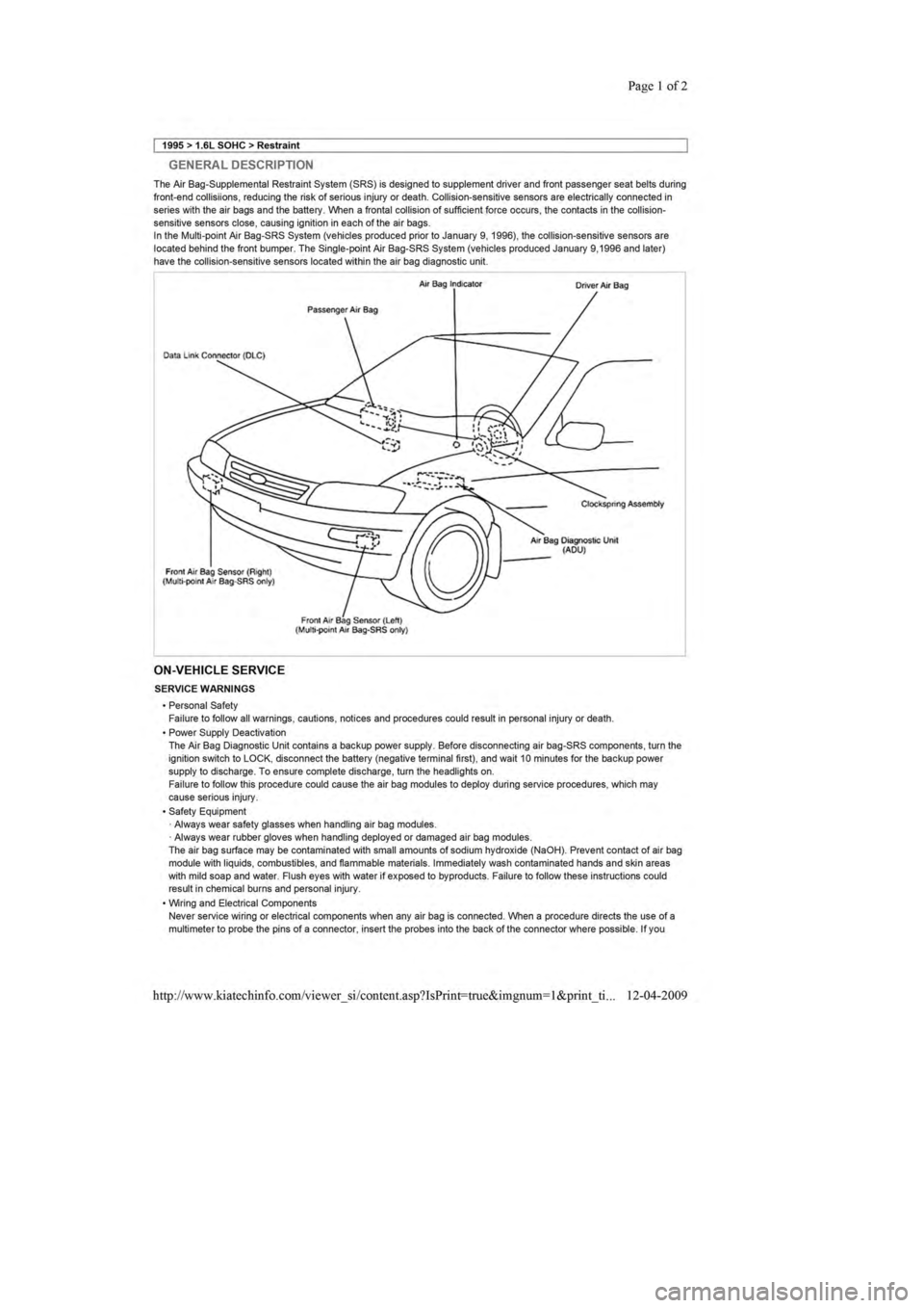 KIA SEPHIA 1996  Workshop Manual 