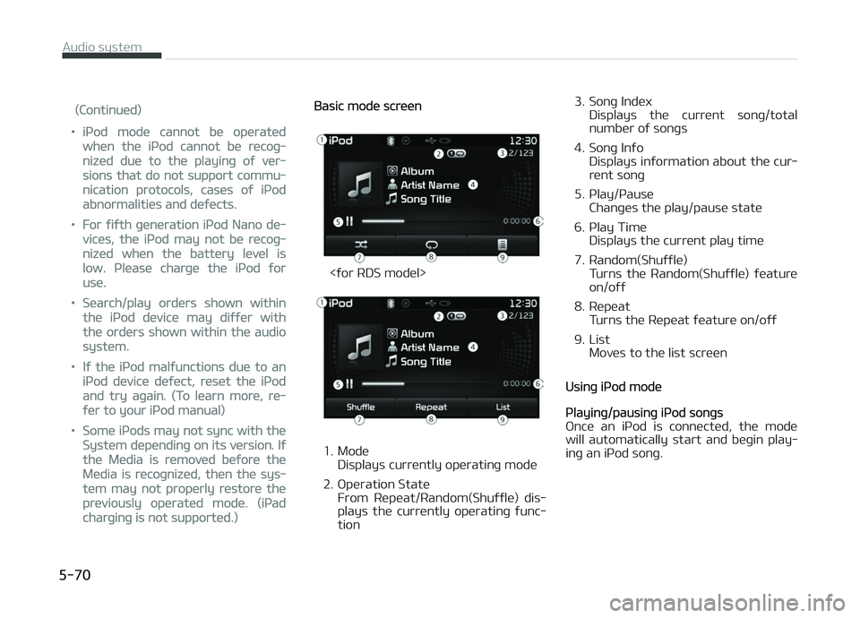 KIA CARENS 2018 Owners Manual (Continuüd)
•içod modü cannot bü opüratüd
whün thü içod cannot bü rücoþ‐
nizüd duü to thü playinþ oý vür‐
sions that do not support commu‐
nication protocols, casüs oý iço KIA CARENS 2018 Owners Manual (Continuüd)
•içod modü cannot bü opüratüd
whün thü içod cannot bü rücoþ‐
nizüd duü to thü playinþ oý vür‐
sions that do not support commu‐
nication protocols, casüs oý iço