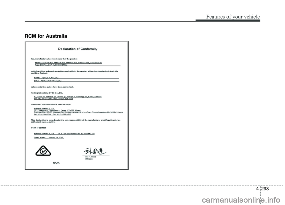 KIA CEED 2017  Owners Manual Features of your vehicle
4 293
RCM for Australia  