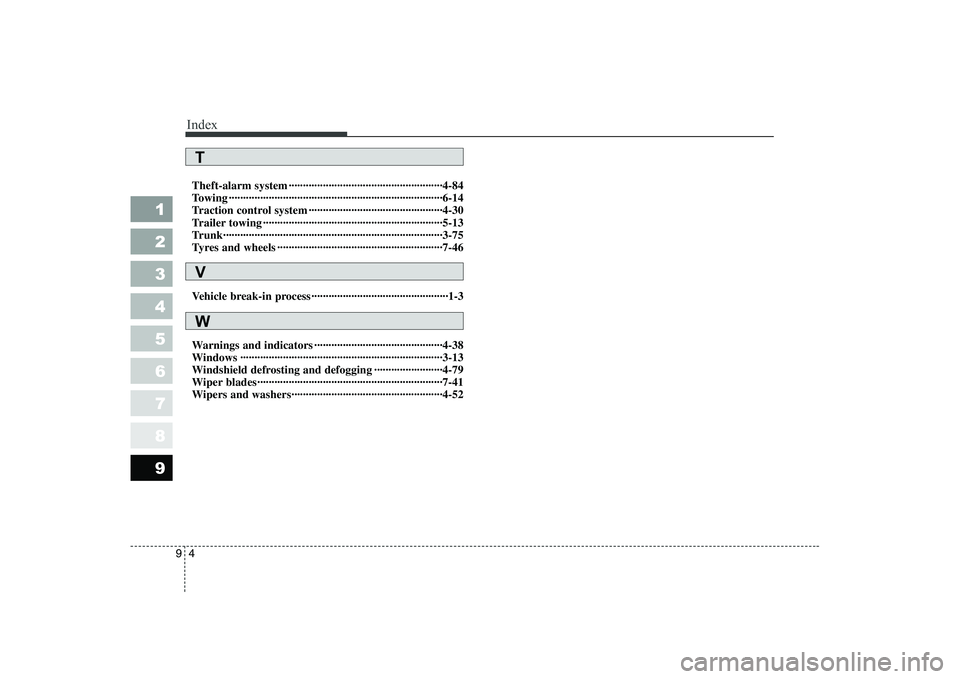 KIA CERATO 2005  Owners Manual Index
4
9
1 23456789
Theft-alarm system ······················································4-84 
Towing ···················