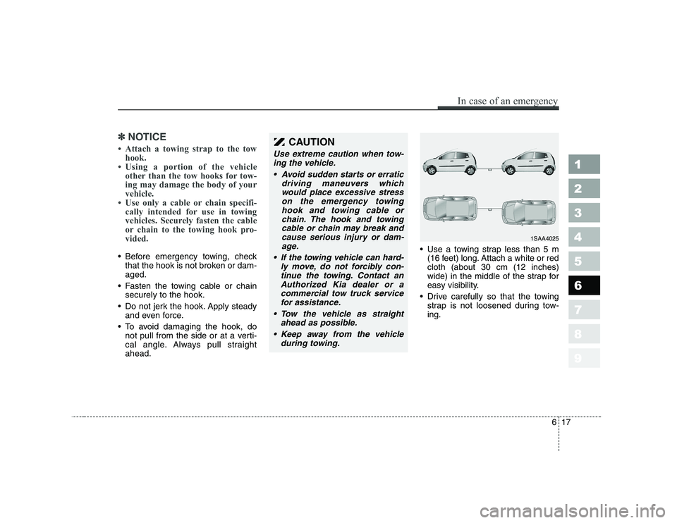 KIA PICANTO 2006  Owners Manual 617
In case of an emergency
1 23456789
✽✽NOTICE
