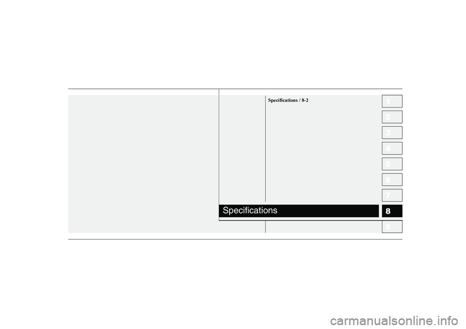 KIA PICANTO 2006  Owners Manual 1 23456789Specifications / 8-2
Specifications 