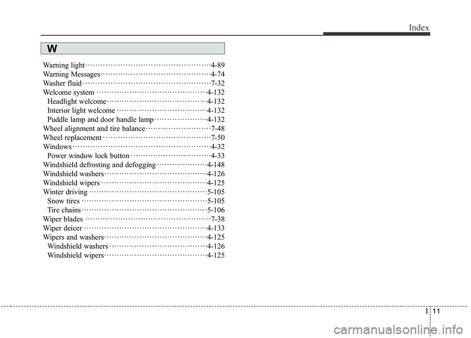KIA QUORIS 2017  Owners Manual I11
Index
Warning light
