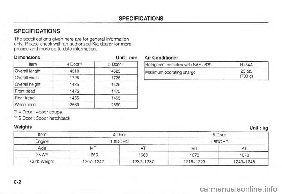 KIA SPECTRA5 2002  Owners Manual 