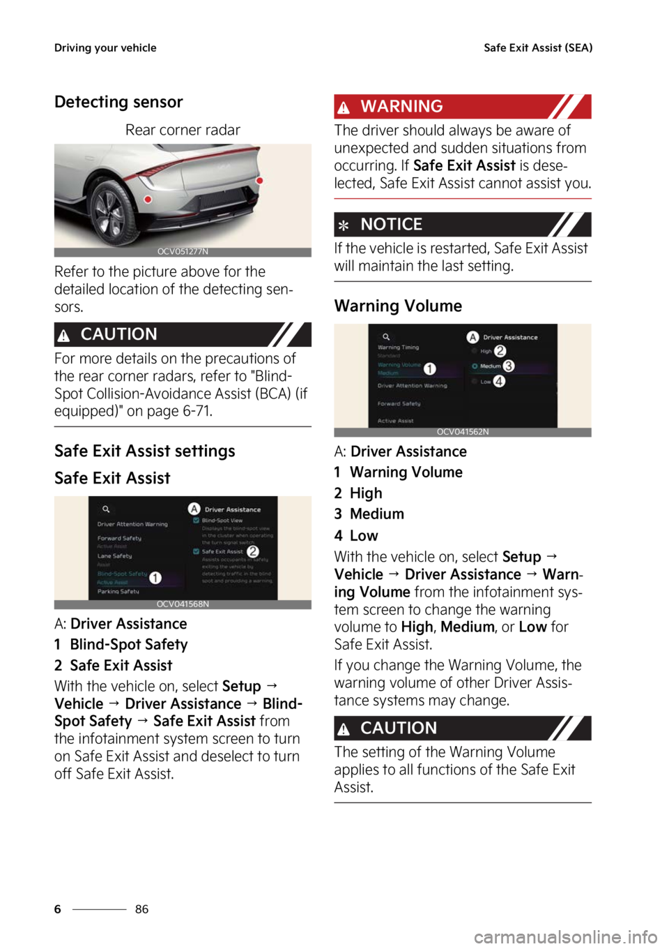 KIA EV6 2023  Owners Manual �%�S�J�W�J�O�H��Z�P�V�S��W�F�I�J�D�M�F
��
�
�4�B�G�F��&�Y�J�U��"�T�T�J�T�U��	�4�&�"�

�%�F�U�F�D�U�J�O�H��T�F�O�T�P�S
�3�F�B�S��D�P�S�O�F�S��S�B�E�B�S
�3�F�G�F�S��U�P��U�I�F��Q�J�D�U�V�S