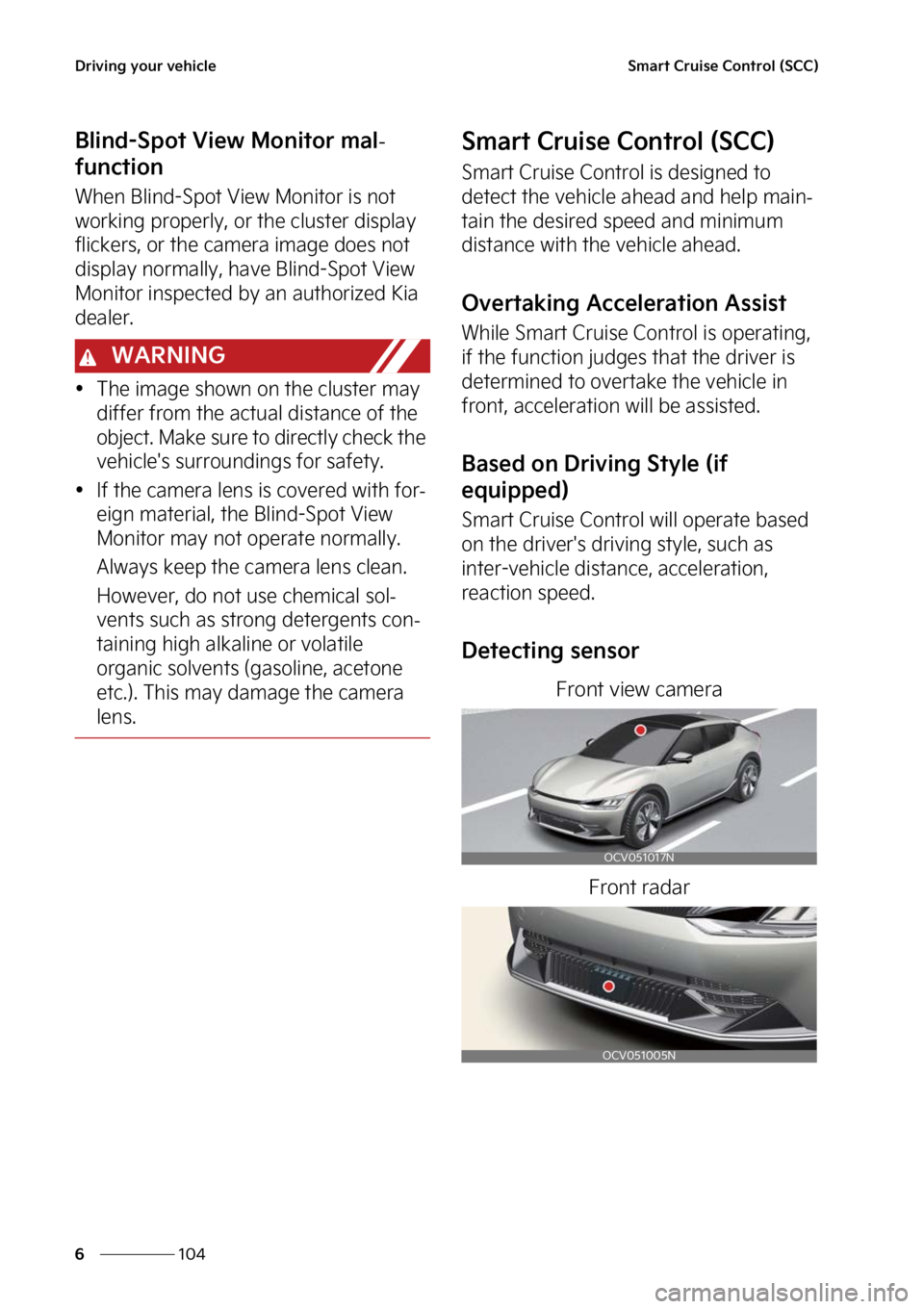 KIA EV6 2023  Owners Manual �%�S�J�W�J�O�H��Z�P�V�S��W�F�I�J�D�M�F
���
�
�4�N�B�S�U��$�S�V�J�T�F��$�P�O�U�S�P�M��	�4�$�$�

�#�M�J�O�E��4�Q�P�U��7�J�F�X��.�P�O�J�U�P�S��N�B�M-
�G�V�O�D�U�J�P�O
�8�I�F�O��#�M�J�O�E��