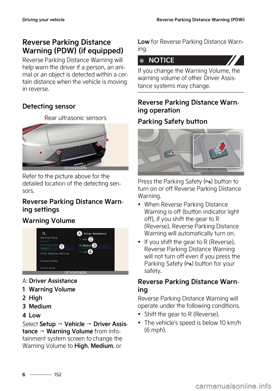 KIA EV6 2023  Owners Manual �%�S�J�W�J�O�H��Z�P�V�S��W�F�I�J�D�M�F
���
�
�3�F�W�F�S�T�F��1�B�S�L�J�O�H��%�J�T�U�B�O�D�F��8�B�S�O�J�O�H��	�1�%�8�

�3�F�W�F�S�T�F��1�B�S�L�J�O�H��%�J�T�U�B�O�D�F�
�8�B�S�O�J�O�H��	�1�