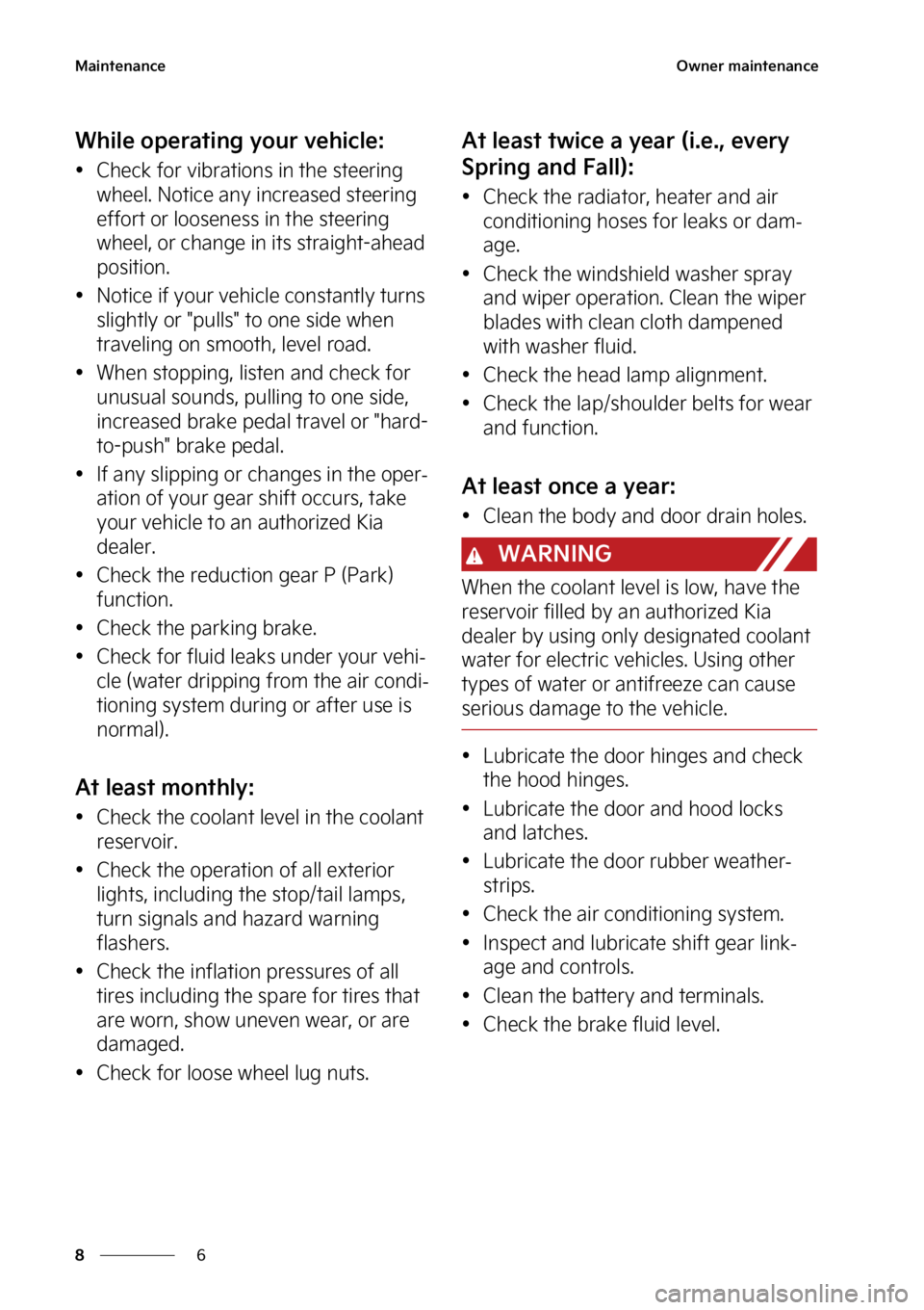 KIA EV6 2023  Owners Manual �.�B�J�O�U�F�O�B�O�D�F
�
�
�0�X�O�F�S��N�B�J�O�U�F�O�B�O�D�F
�8�I�J�M�F��P�Q�F�S�B�U�J�O�H��Z�P�V�S��W�F�I�J�D�M�F�
