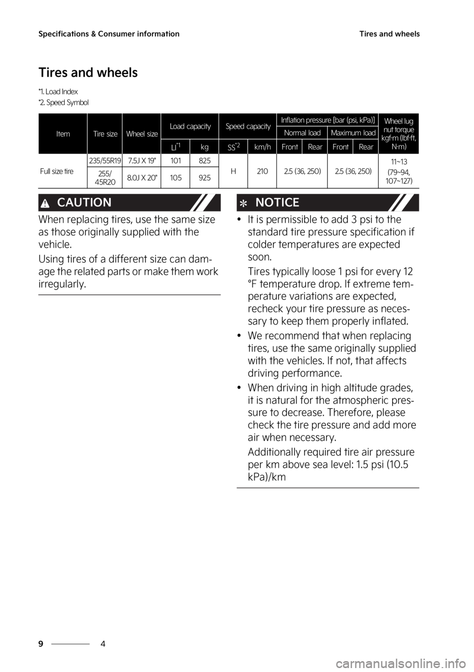 KIA EV6 2023  Owners Manual �4�Q�F�D�J�G�J�D�B�U�J�P�O�T����$�P�O�T�V�N�F�S��J�O�G�P�S�N�B�U�J�P�O
�
�
�5�J�S�F�T��B�O�E��X�I�F�F�M�T
�5�J�S�F�T��B�O�E��X�I�F�F�M�T
�����-�P�B�E��*�O�E�F�Y
�����4�Q�F�F�E��4�Z