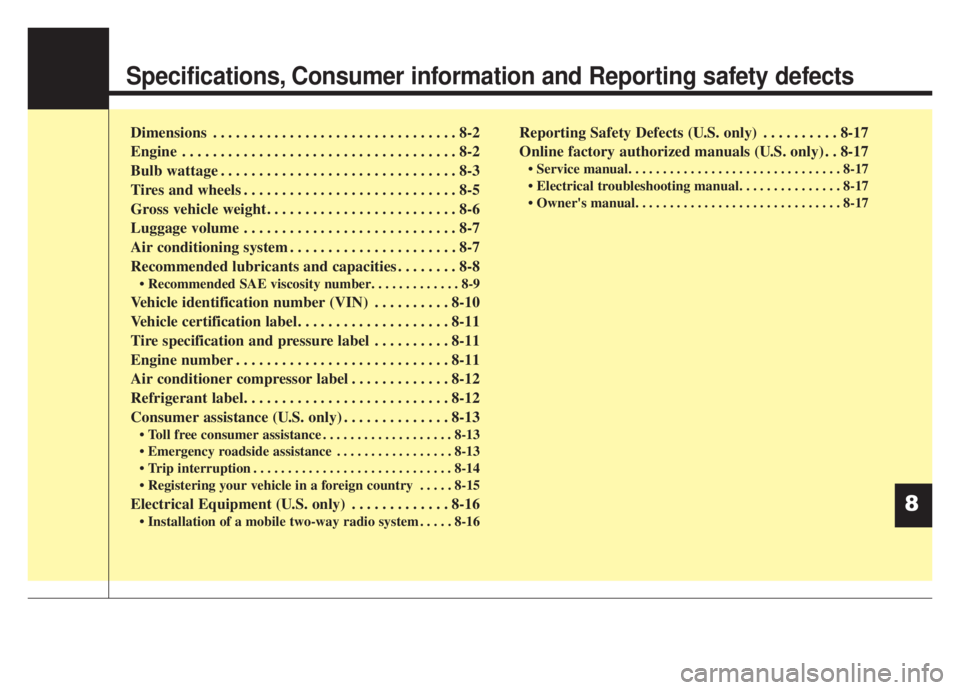 KIA NIRO HYBRID EV 2020 Owners Manual Specifications, Consumer information and Reporting safety defects
Dimensions . . . . . . . . . . . . . . . . . . . . . . . . . . . . . . . . 8-2
Engine . . . . . . . . . . . . . . . . . . . . . . . . KIA NIRO HYBRID EV 2020 Owners Manual Specifications, Consumer information and Reporting safety defects
Dimensions . . . . . . . . . . . . . . . . . . . . . . . . . . . . . . . . 8-2
Engine . . . . . . . . . . . . . . . . . . . . . . . .