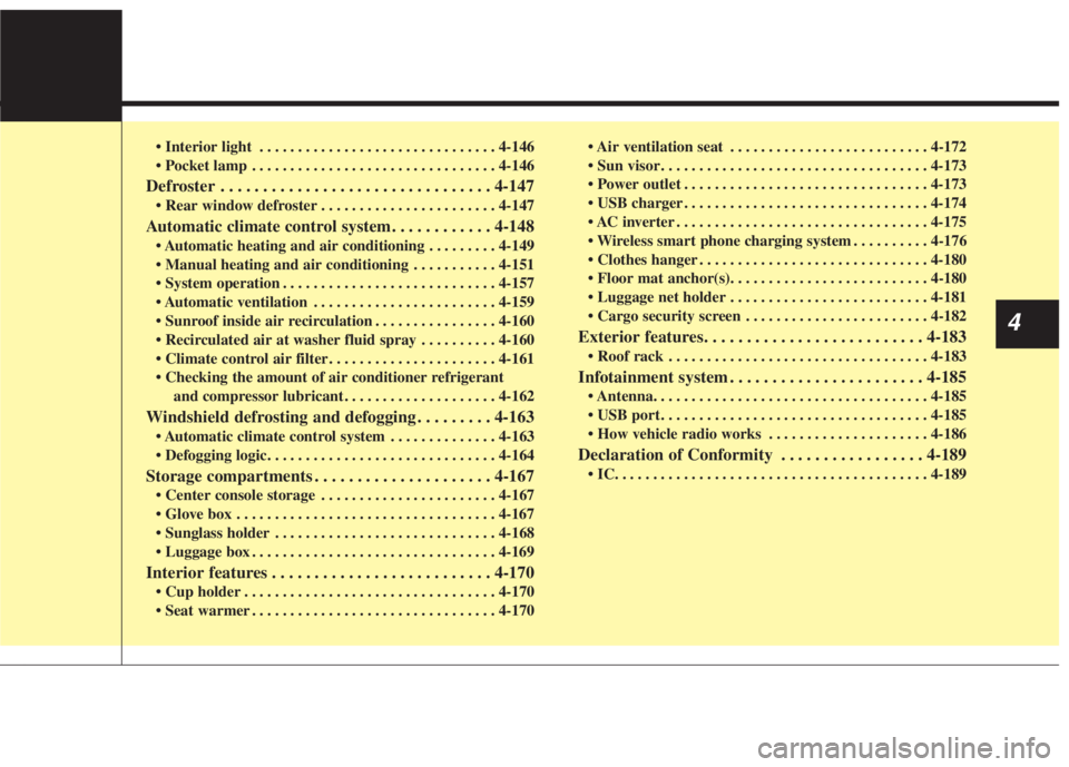 KIA NIRO HYBRID EV 2022  Owners Manual  . . . . . . . . . . . . . . . . . . . . . . . . . . . . . . . 4-146
 . . . . . . . . . . . . . . . . . . . . . . . . . . . . . . . . 4-146
Defroster . . . . . . . . . . . . . . . . . . . . . . . . . 