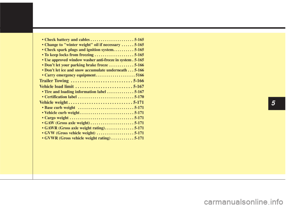KIA NIRO HYBRID EV 2022  Owners Manual  . . . . . . . . . . . . . . . . . . . . . 5-165
 . . . . . . 5-165

 . . . . . . . . . . . . . . . . . . . 5-165
 . 5-165
 . . . . . . . . . . . . 5-166
 . . . 5-166
 . . . . . . . . . . . . . . . . 
