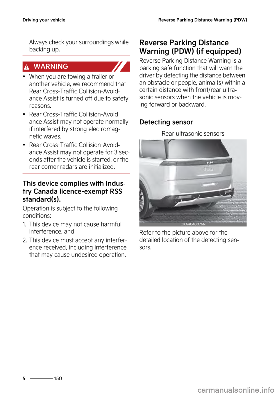 KIA SEDONA 2023  Owners Manual �%�S�J�W�J�O�H��Z�P�V�S��W�F�I�J�D�M�F
���
�
�3�F�W�F�S�T�F��1�B�S�L�J�O�H��%�J�T�U�B�O�D�F��8�B�S�O�J�O�H��	�1�%�8�

�"�M�X�B�Z�T��D�I�F�D�L��Z�P�V�S��T�V�S�S�P�V�O�E�J�O�H�T��X�I�J�M�F