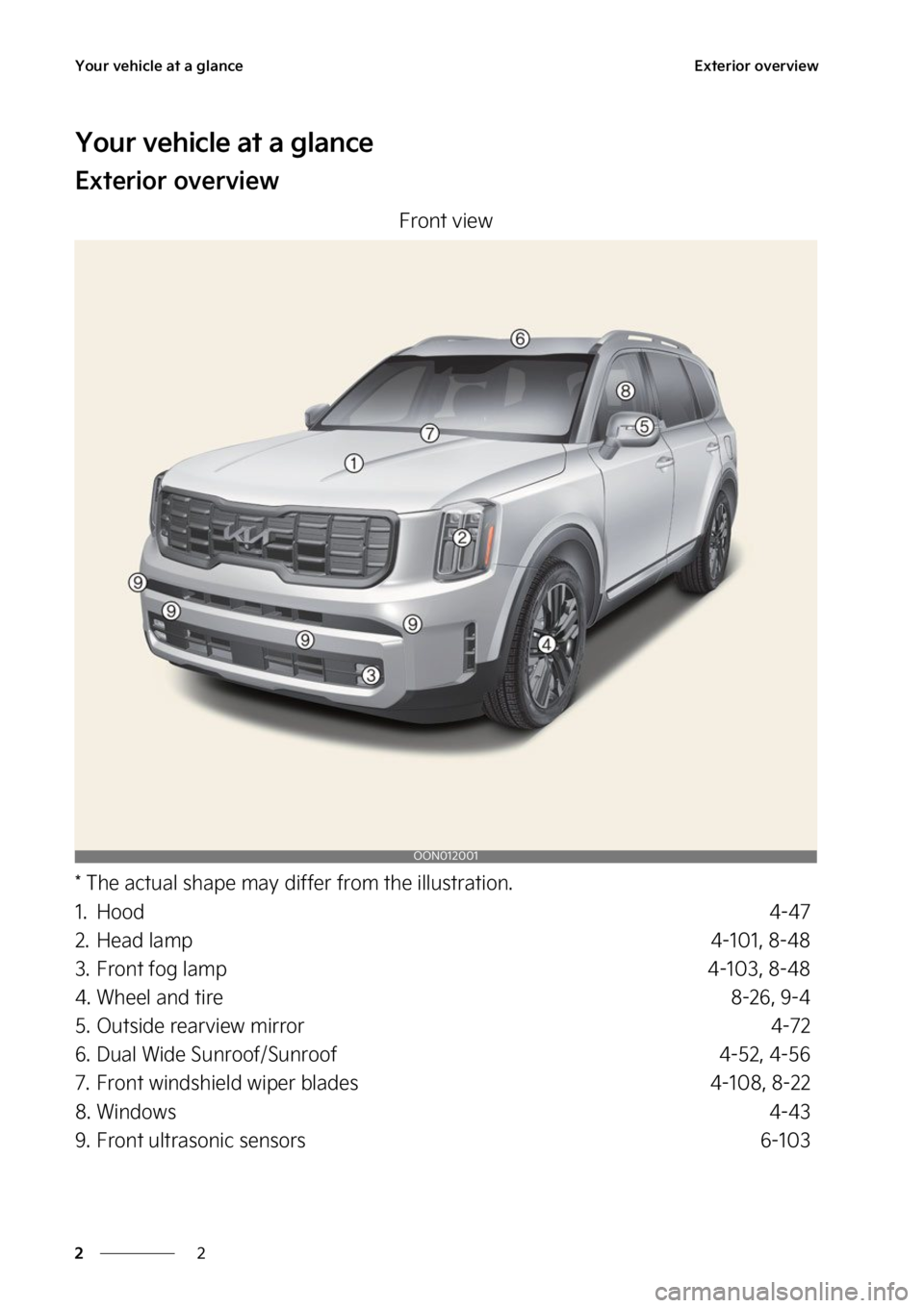 KIA TELLURIDE 2023  Owners Manual �:�P�V�S��W�F�I�J�D�M�F��B�U��B��H�M�B�O�D�F
�
�
�&�Y�U�F�S�J�P�S��P�W�F�S�W�J�F�X
�:�P�V�S��W�F�I�J�D�M�F��B�U��B��H�M�B�O�D�F
�&�Y�U�F�S�J�P�S��P�W�F�S�W�J�F�X
��S�P�O�U��W�J�F�X
���