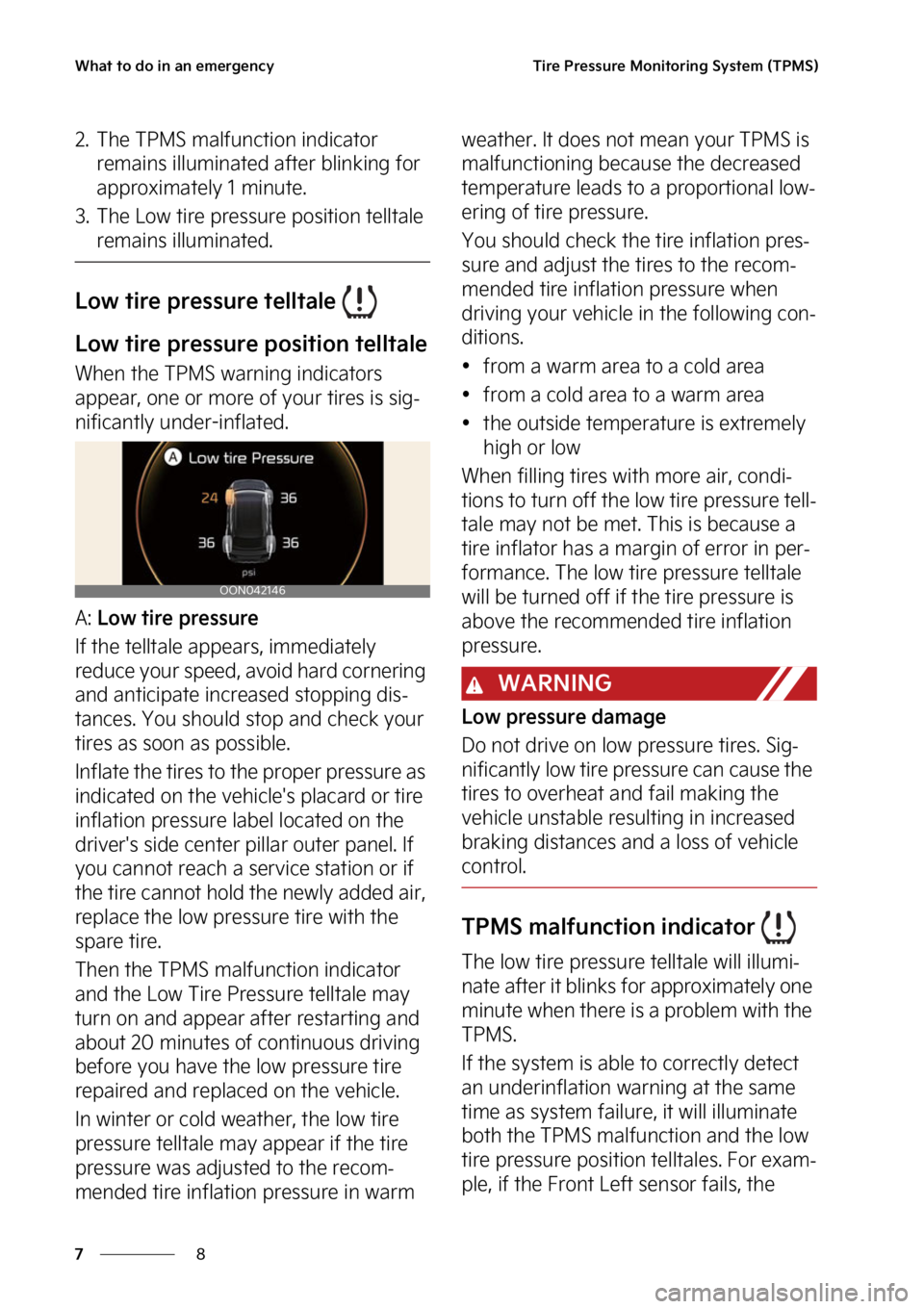 KIA TELLURIDE 2023  Owners Manual �8�I�B�U��U�P��E�P��J�O��B�O��F�N�F�S�H�F�O�D�Z
�
�
�5�J�S�F��1�S�F�T�T�V�S�F��.�P�O�J�U�P�S�J�O�H��4�Z�T�U�F�N��	�5�1�.�4�

�� �5�I�F��5�1�.�4��N�B�M�G�V�O�D�U�J�P�O��J�O�E�J�D�B�U�P�