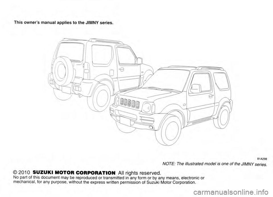 SUZUKI JIMNY 2009  Owners Manual 
