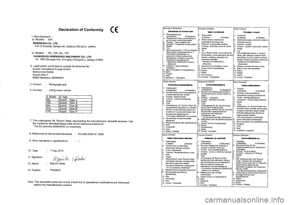 SUZUKI SX4 2013  Owners Manual 