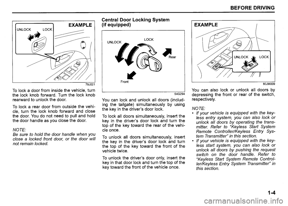SUZUKI SX4 2011  Owners Manual 