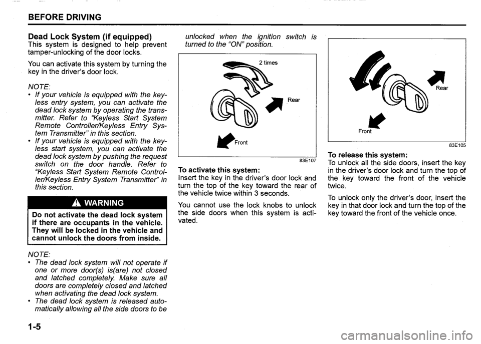 SUZUKI SX4 2011  Owners Manual 