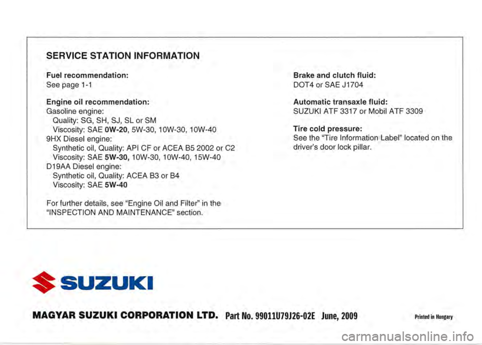 SUZUKI SX4 2012  Owners Manual 