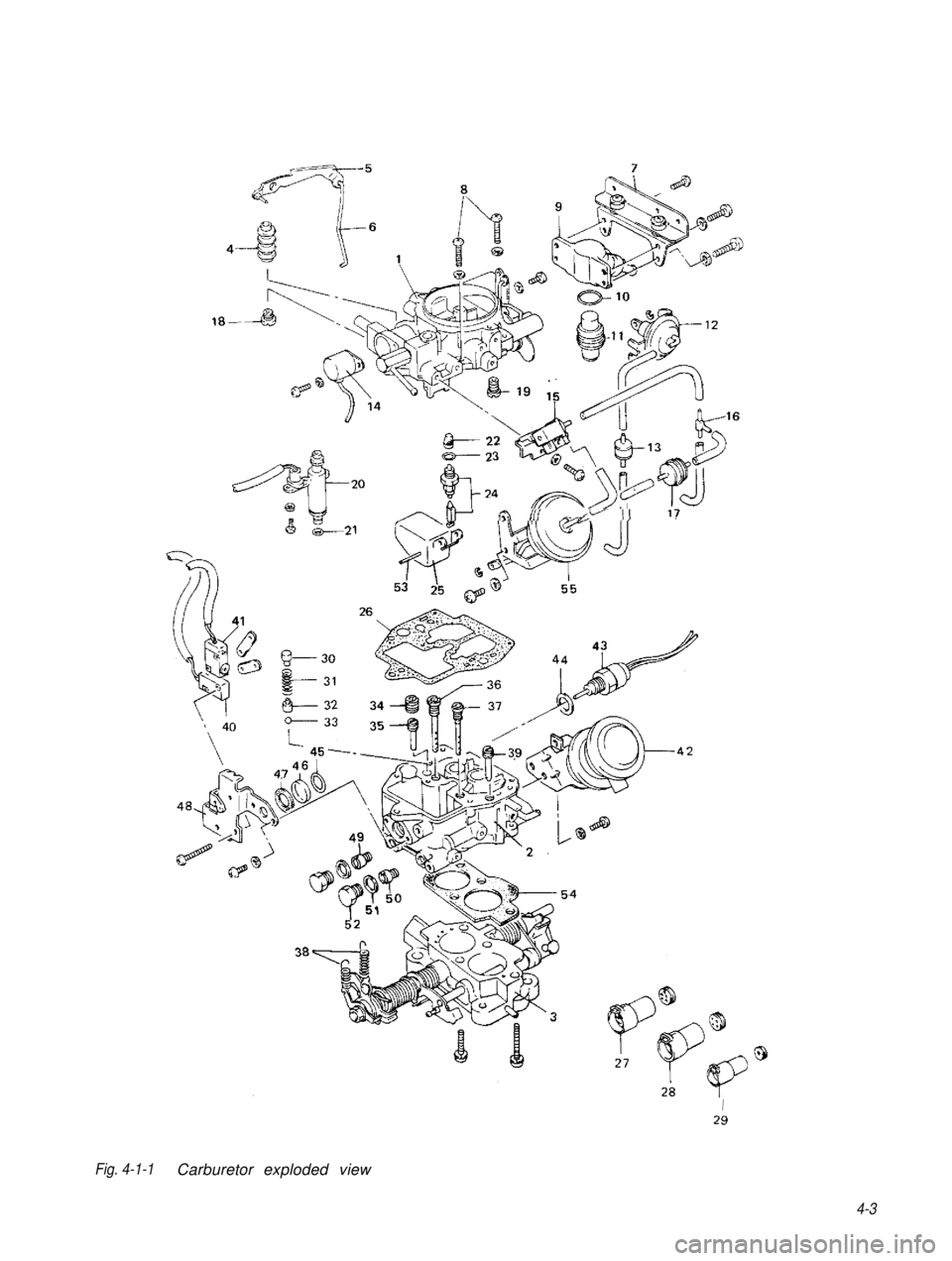 SUZUKI GRAND VITARA 1987  Service Repair Manual r-al?
I29
Fig. 4-1-1  Carburetor exploded view
4-3 