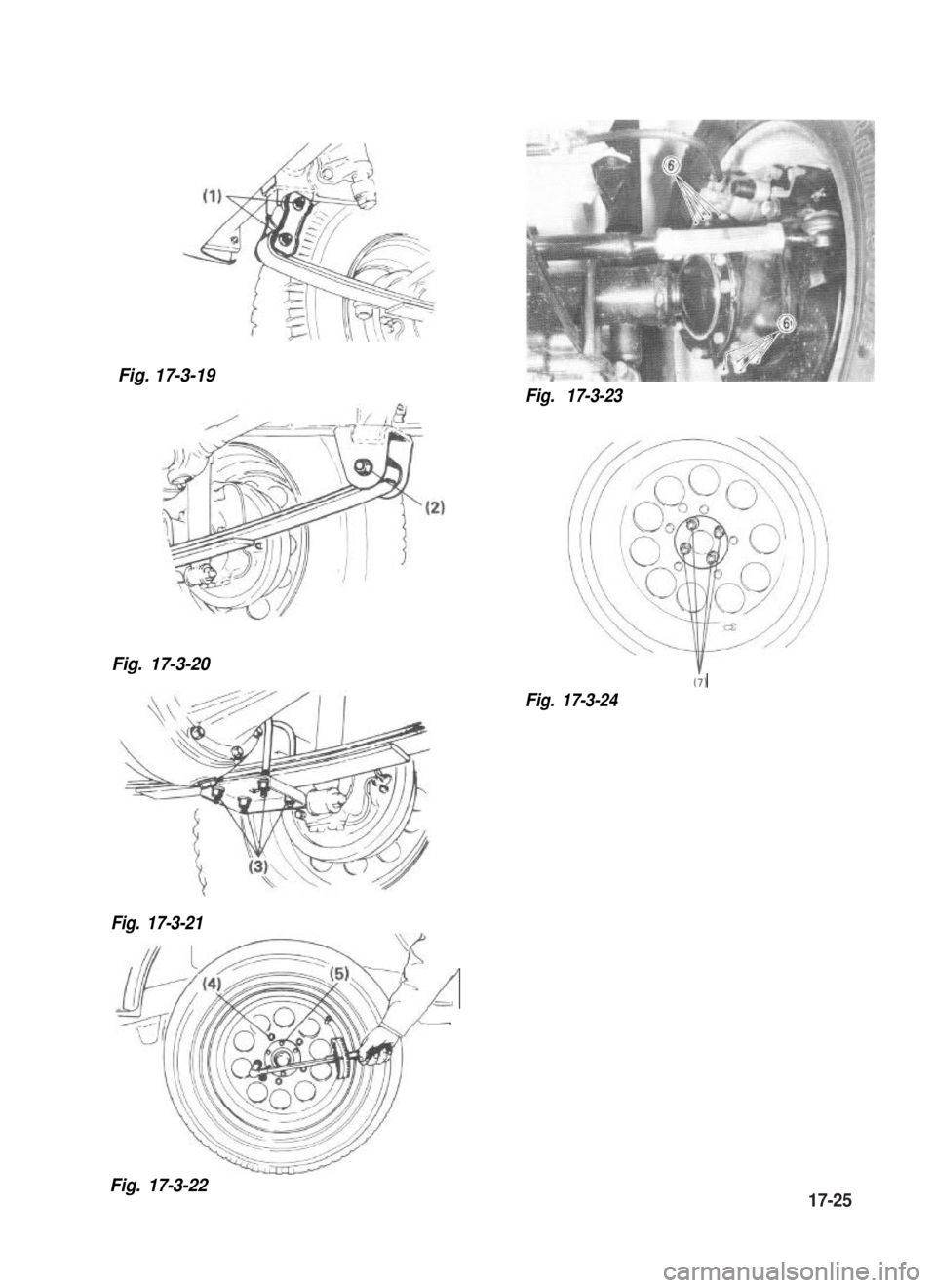 SUZUKI GRAND VITARA 1987  Service Repair Manual Fig. 17-3-19 
Fig. 17-3-20
Fig. 17-3-21 
/5
-
Fig. 17-3-23
Ci)
Fig. 17-3-24 
Fig. 17-3-2217-25 