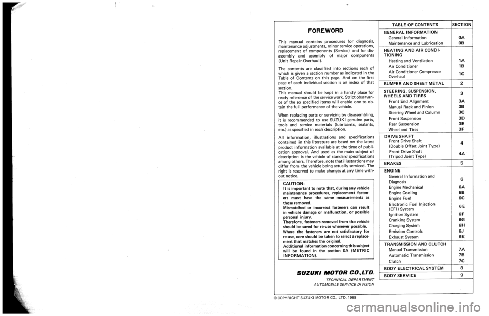 SUZUKI SWIFT 1989  Service Manual 