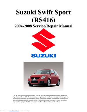 2008 SUZUKI SWIFT Service Workshop Manual