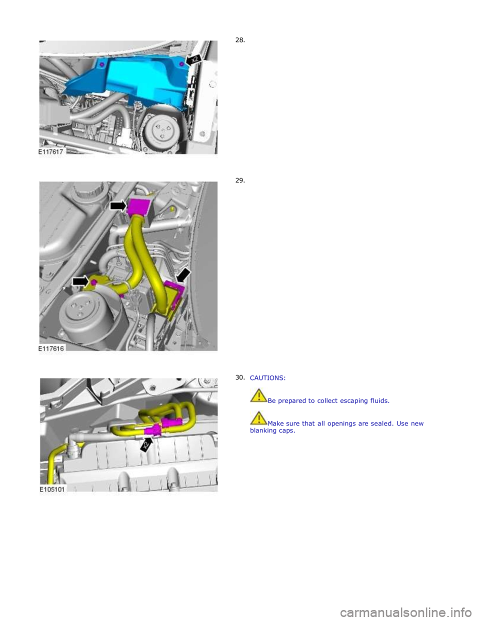 JAGUAR XFR 2010 1.G Workshop Manual       28. 
      29. 
30.  
 
 
 
 
 
 
 
 
 
 
 
 
 
 
 
 
 
 
 
 
 
 
 
 
 
 
 
 
 
 
 
 
 
 
 
 
 
 
 
 
 
 
 
CAUTIONS: 
 
 
Be prepared to collect escaping fluids. 
 
 
Make sure that all opening