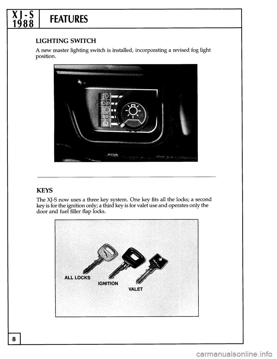 JAGUAR XJS 1988 1.G Update Manual 