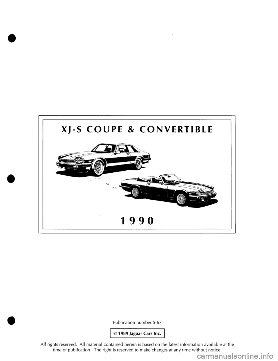 JAGUAR XJS 1990 1.G Update Manual 