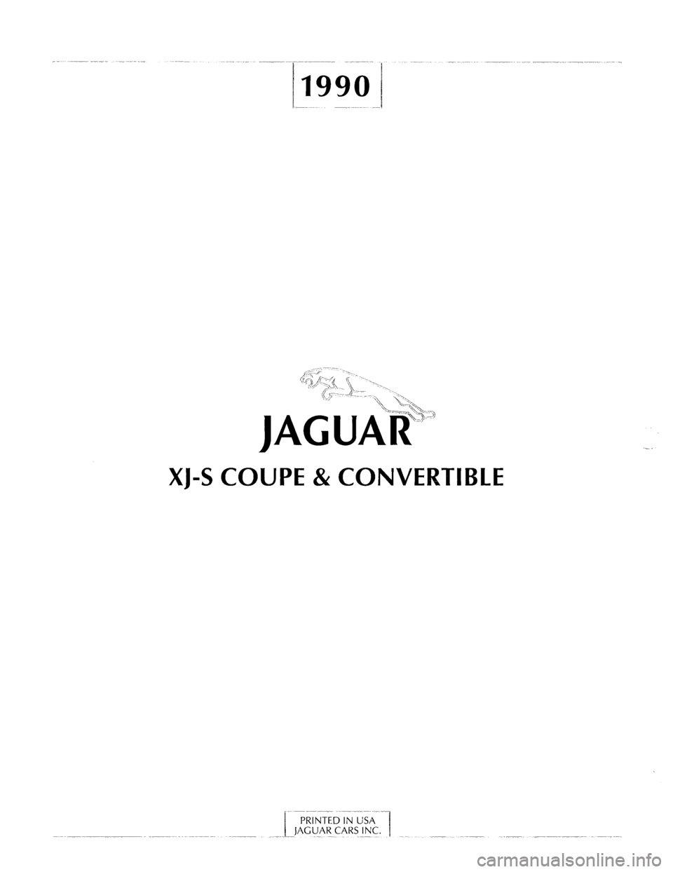 JAGUAR XJS 1990 1.G Update Manual 