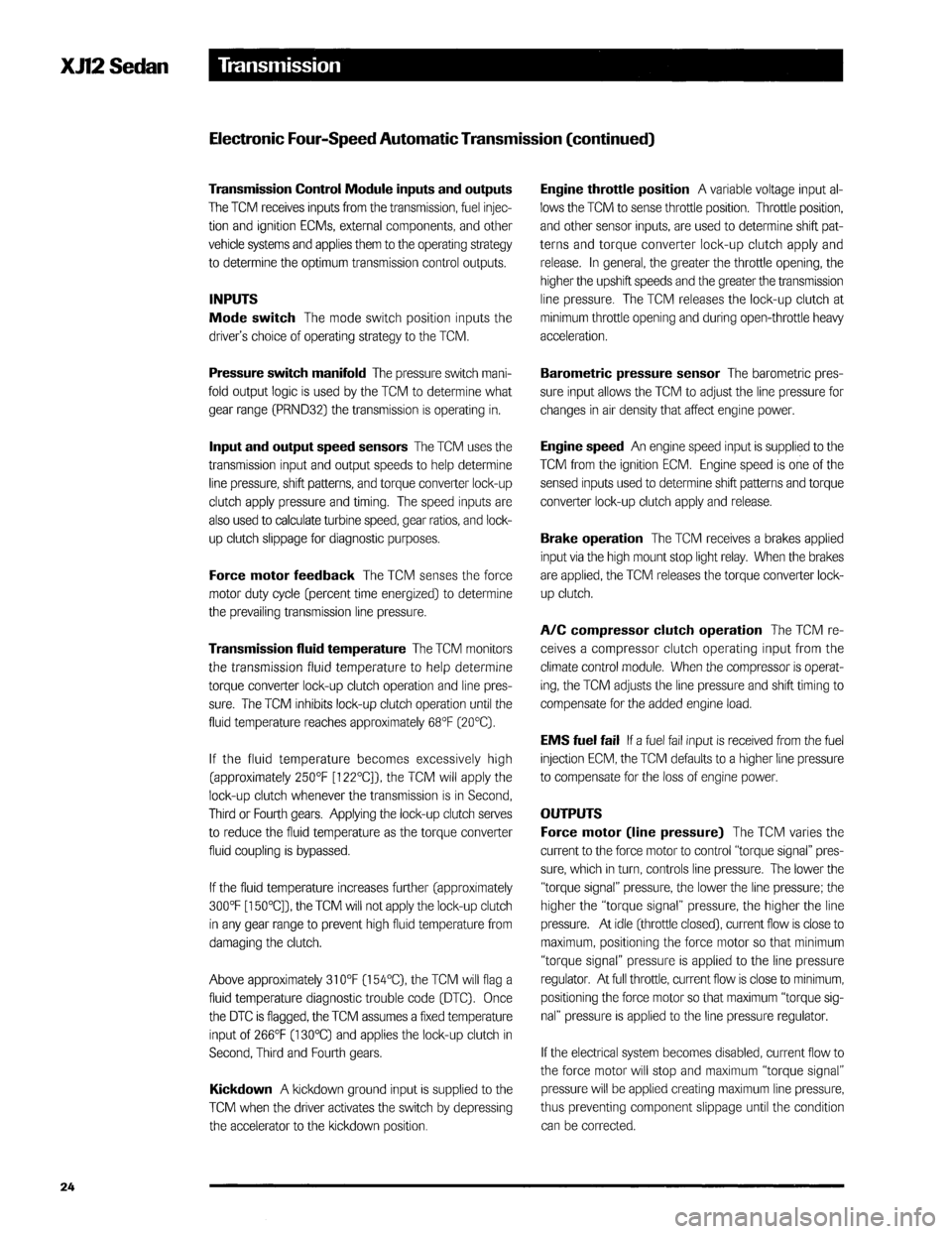 JAGUAR XJ12 1994 2.G Technical Information Manual 