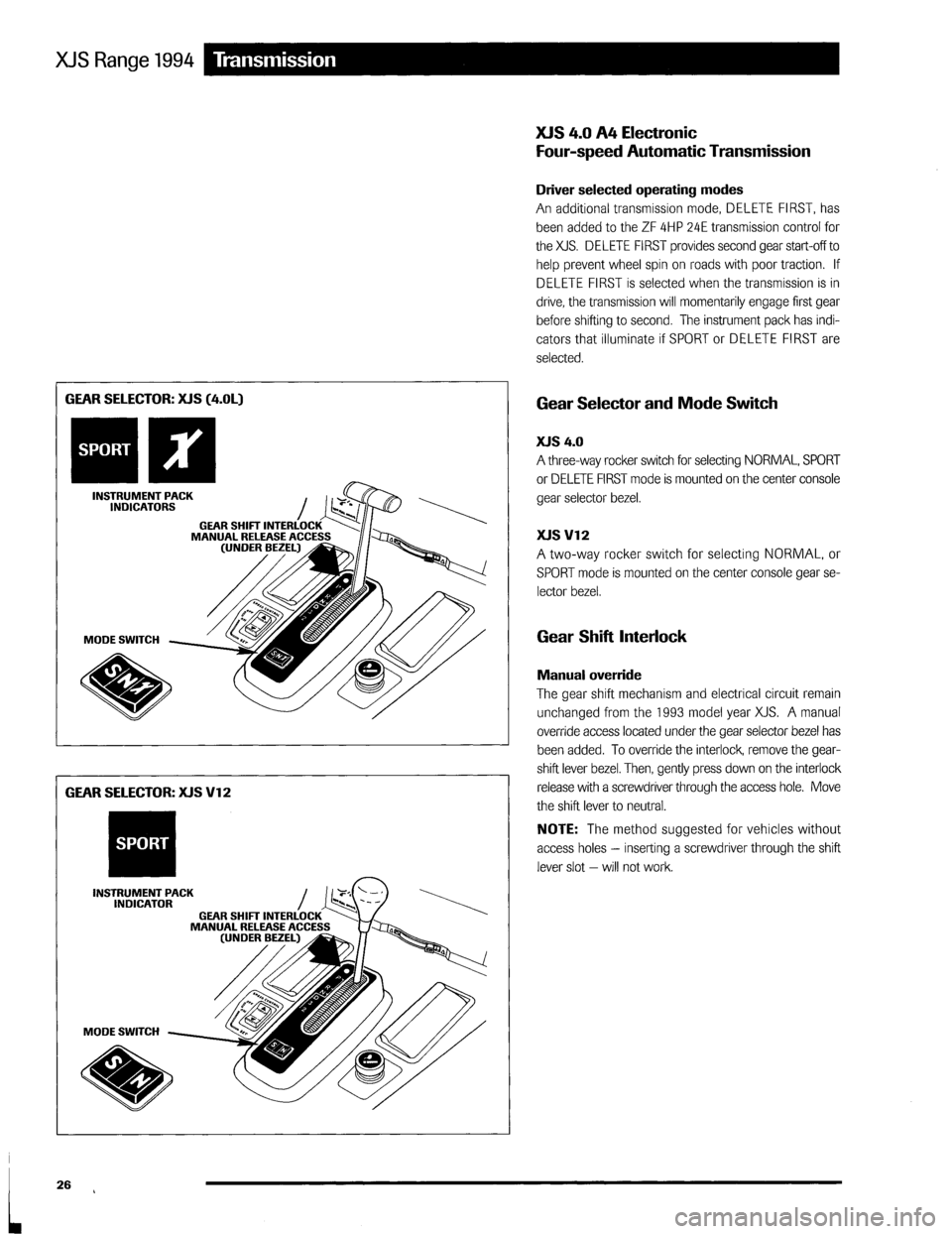 JAGUAR XJS 1994 2.G Update Manual 