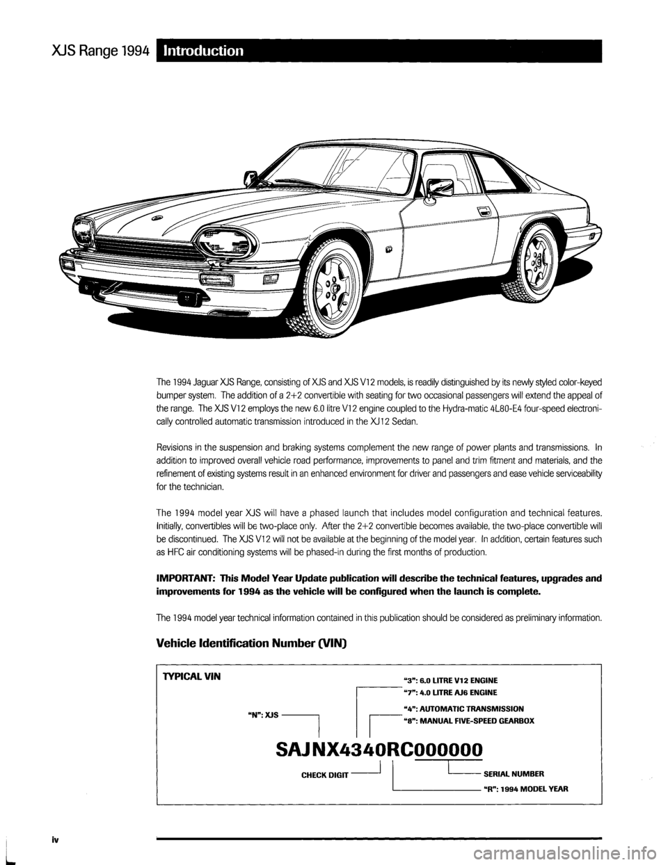 JAGUAR XJS 1994 2.G Update Manual 