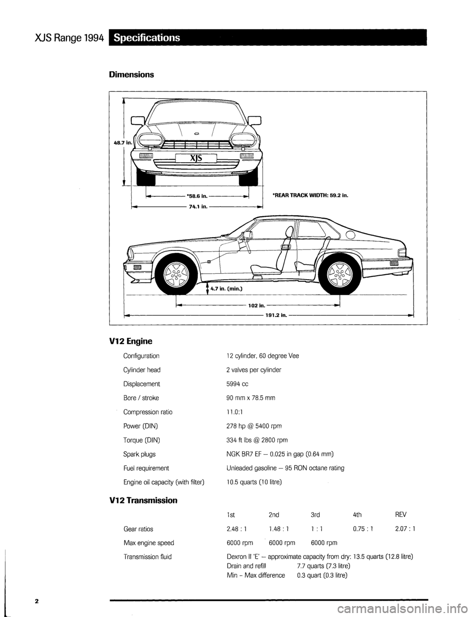 JAGUAR XJS 1994 2.G Update Manual 