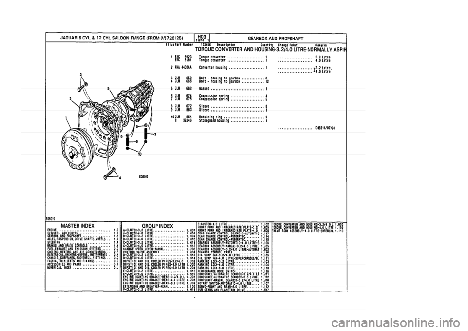 JAGUAR XJ 1994 2.G Parts Catalogue 1 