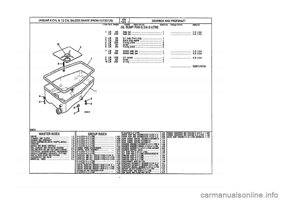 JAGUAR XJ 1994 2.G Parts Catalogue 1 