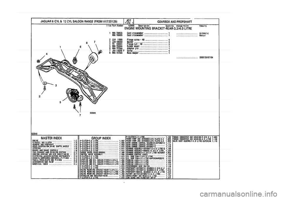 JAGUAR XJ 1994 2.G Parts Catalogue 1 