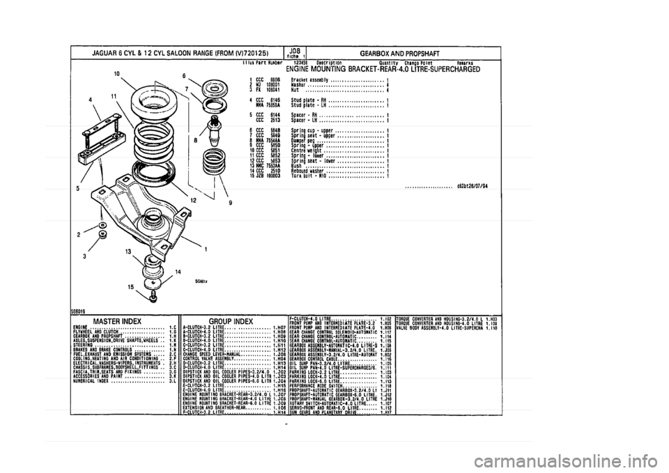 JAGUAR XJ 1994 2.G Parts Catalogue 1 