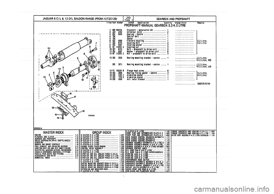 JAGUAR XJ 1994 2.G Parts Catalogue 1 