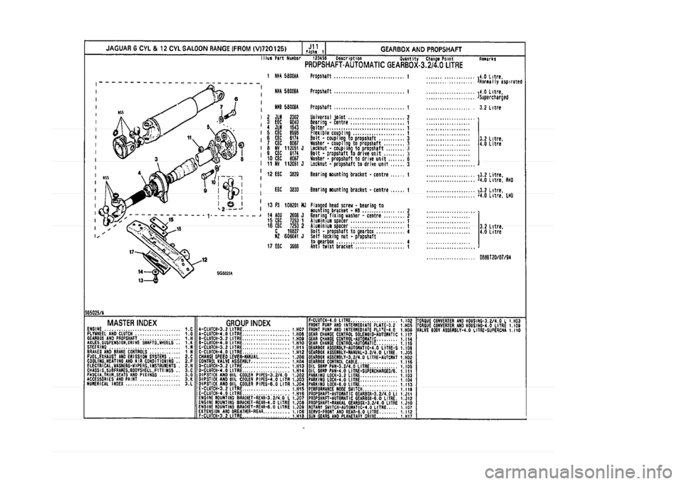 JAGUAR XJ 1994 2.G Parts Catalogue 1 
