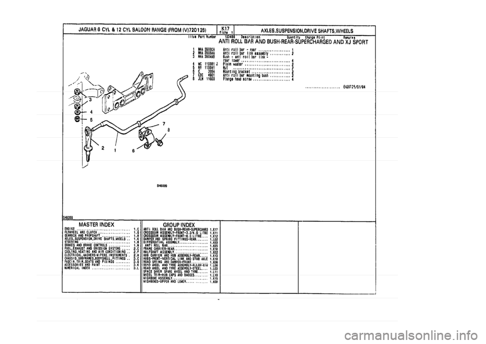JAGUAR XJ 1994 2.G Parts Catalogue 1 