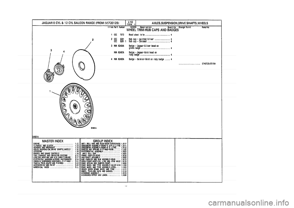 JAGUAR XJ 1994 2.G Parts Catalogue 1 