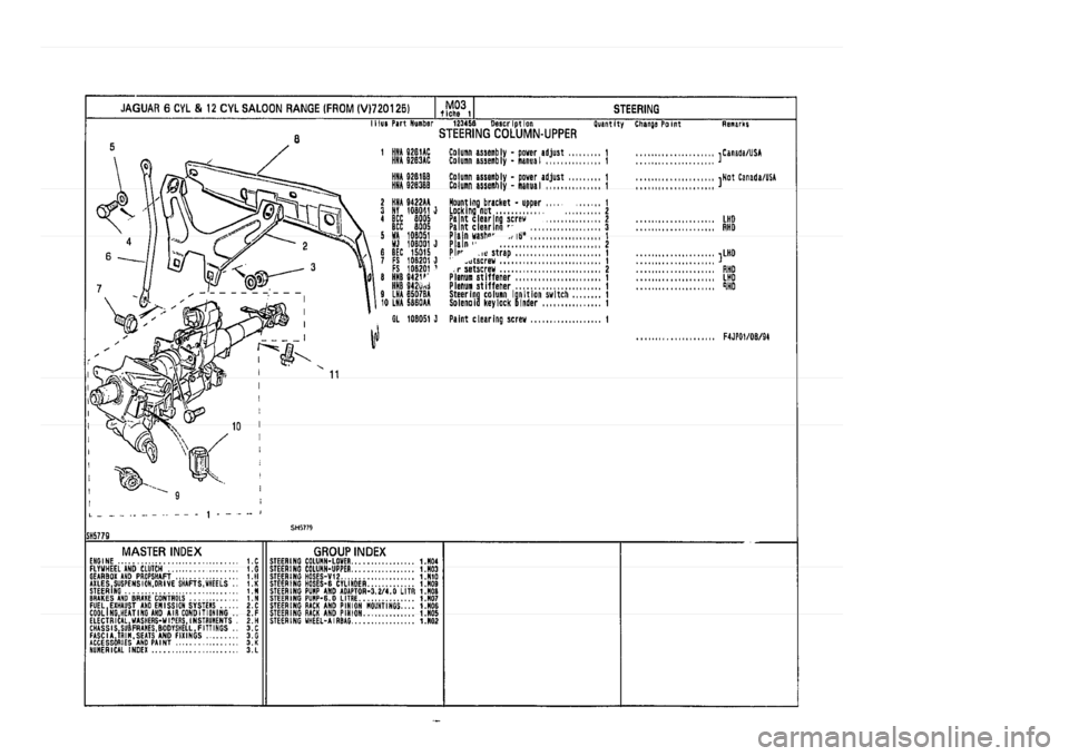 JAGUAR XJ 1994 2.G Parts Catalogue 1 