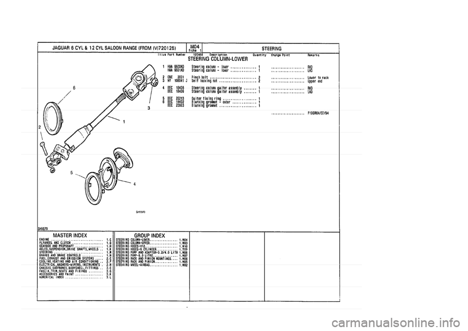 JAGUAR XJ 1994 2.G Parts Catalogue 1 